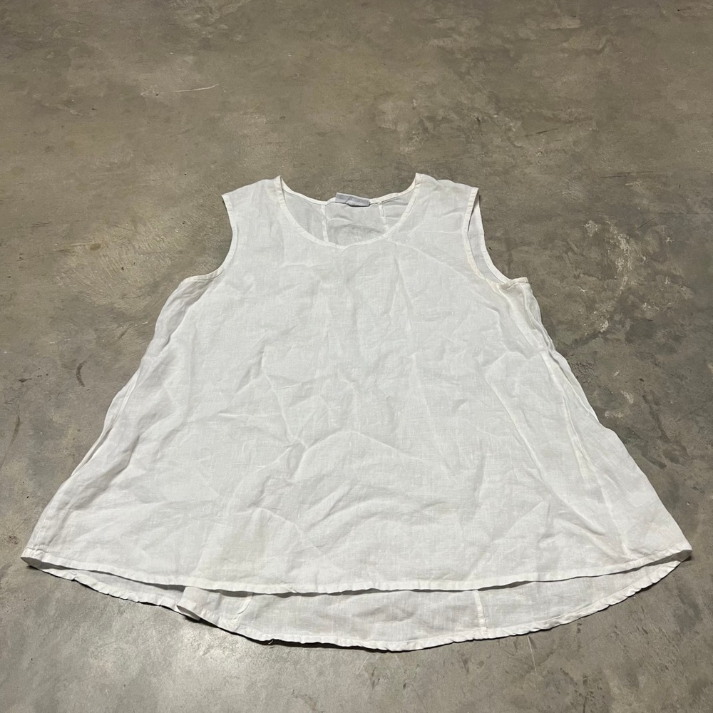Bryn Walker White 100% Linen Sleeveless A-Line Tunic Top Womens XL Made in USA